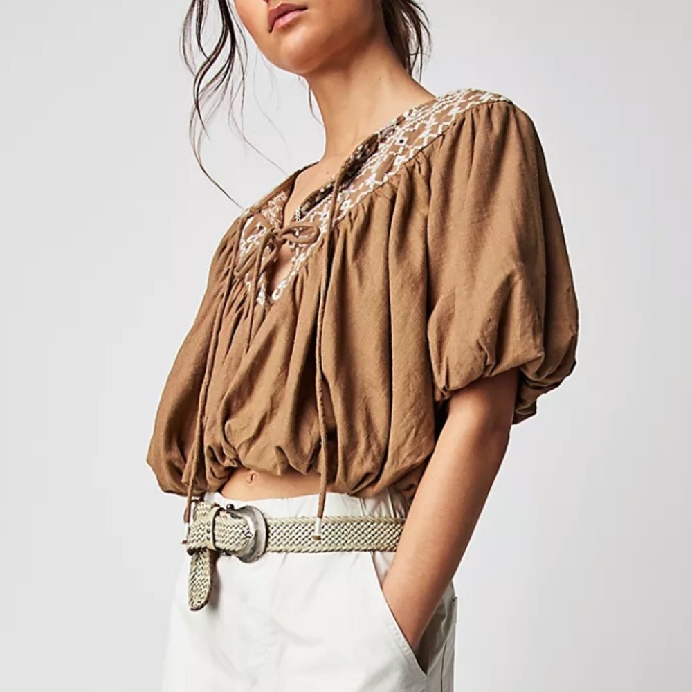 NWOT Joni Embroidered top by Free People in size Medium